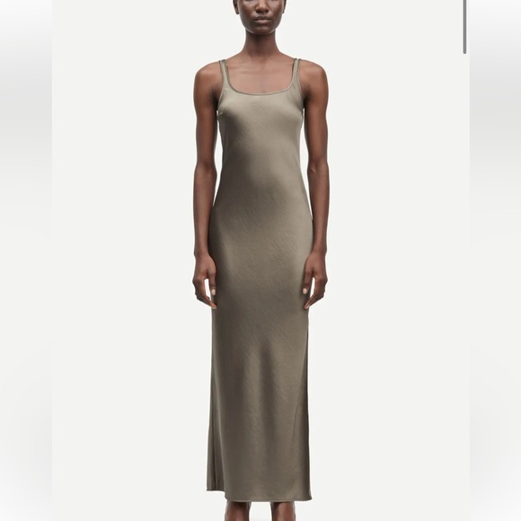 Slip Dress - Samsøe Samsøe Sunna Dress - Lead Gray - Picture 1 of 9